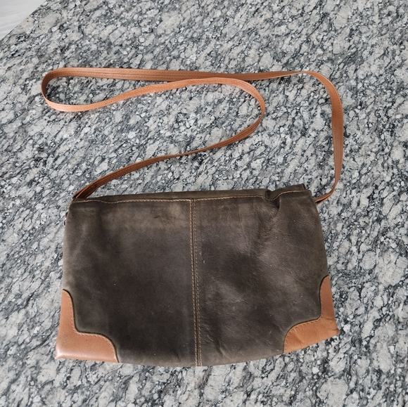 BUSH The Australian Collection Brown And Tan Kangaroo Leather Crossover Boho Bag - Picture 8 of 15
